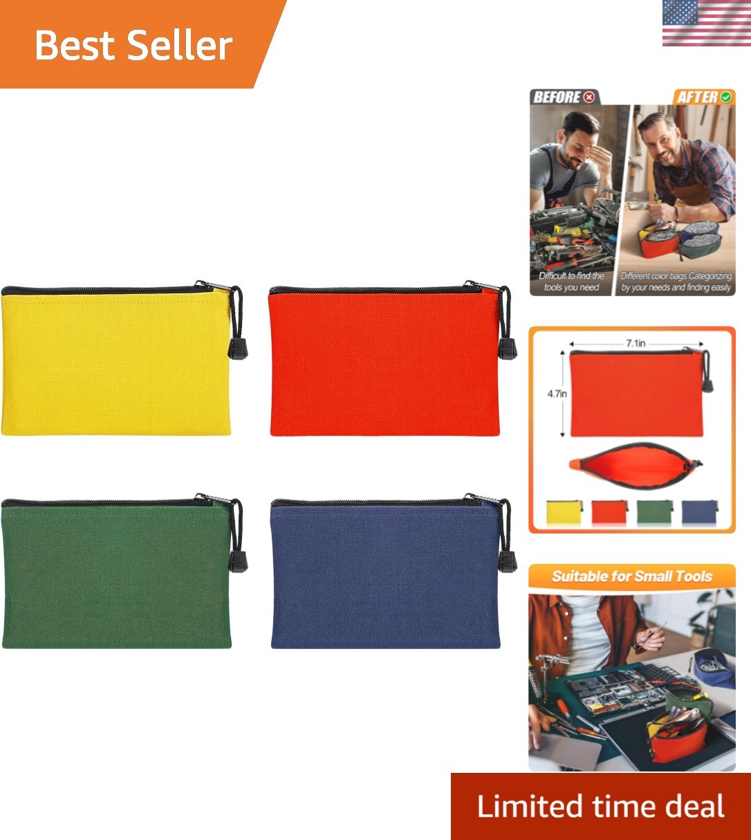 Multipurpose 7»x4.7» Canvas Storage Bags – Ideal for Tools & Supplies