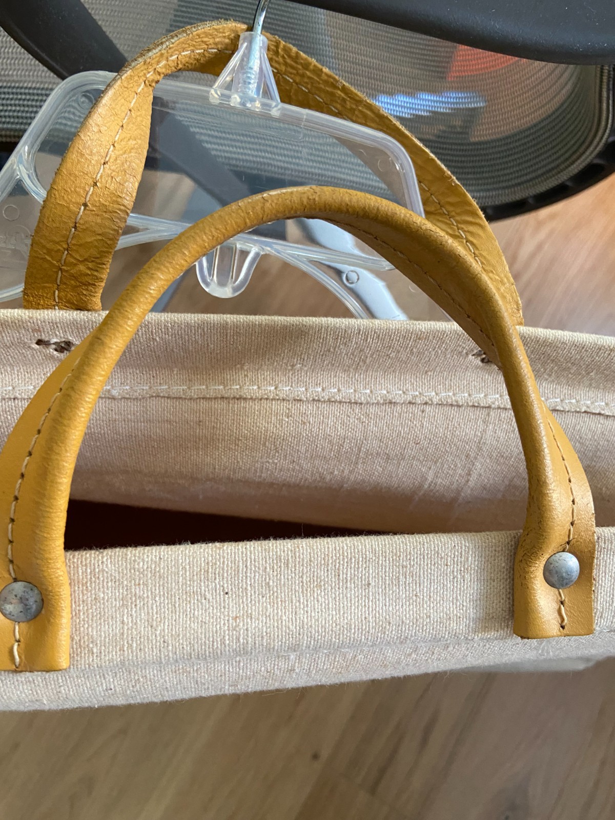 Vintage Lineman Utility Tool Bag Canvas Riveted Leather Handles Solid Bottom