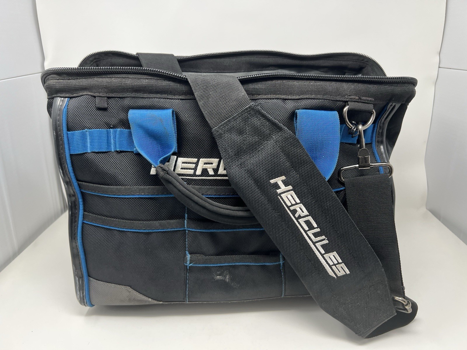HERCULES 16 in. Large Mouth Tool Bag 25 inside 14 outside pockets, Waterproof