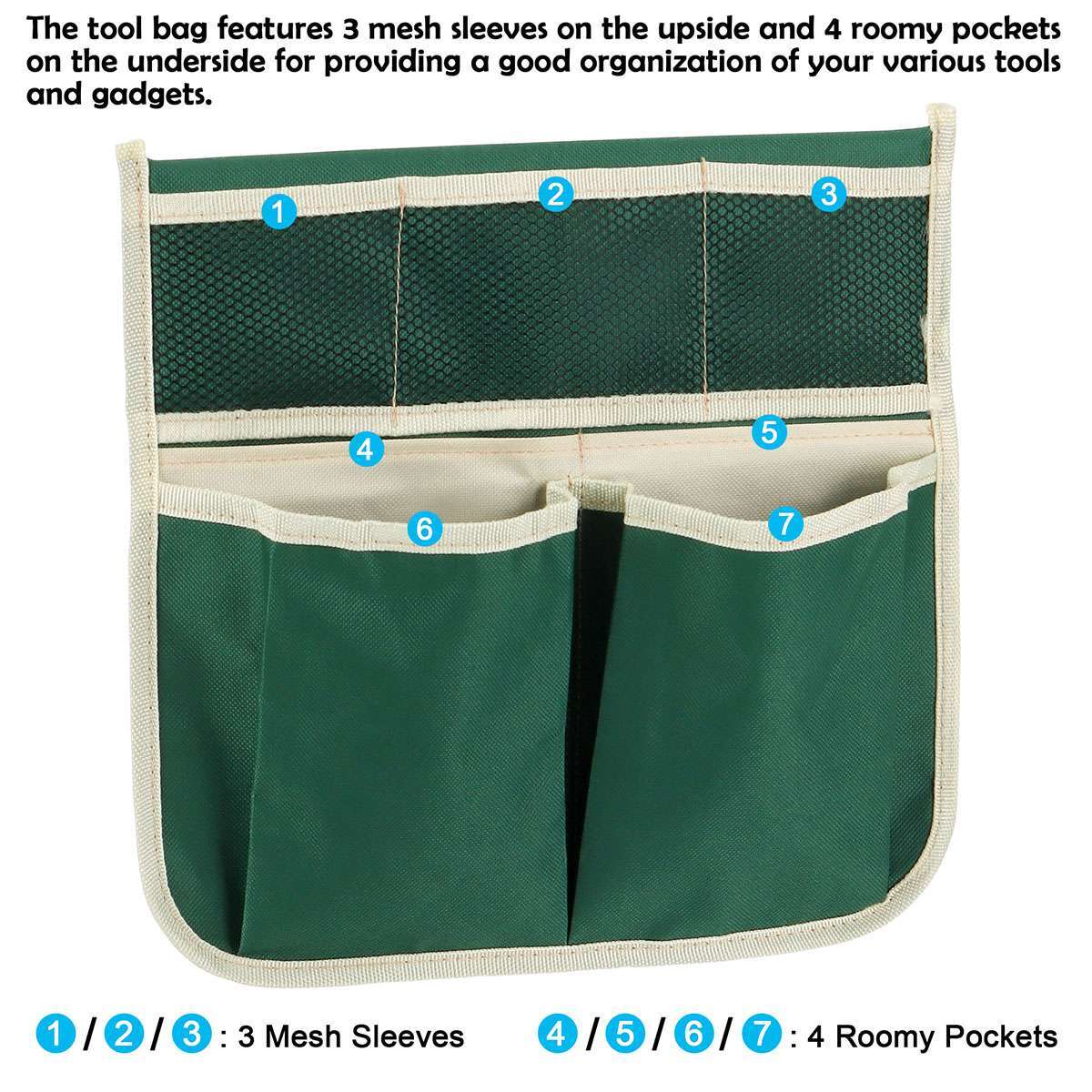 Garden Kneeler Seat EVA Folding Portable Tool Side Pouch Bag for Bench