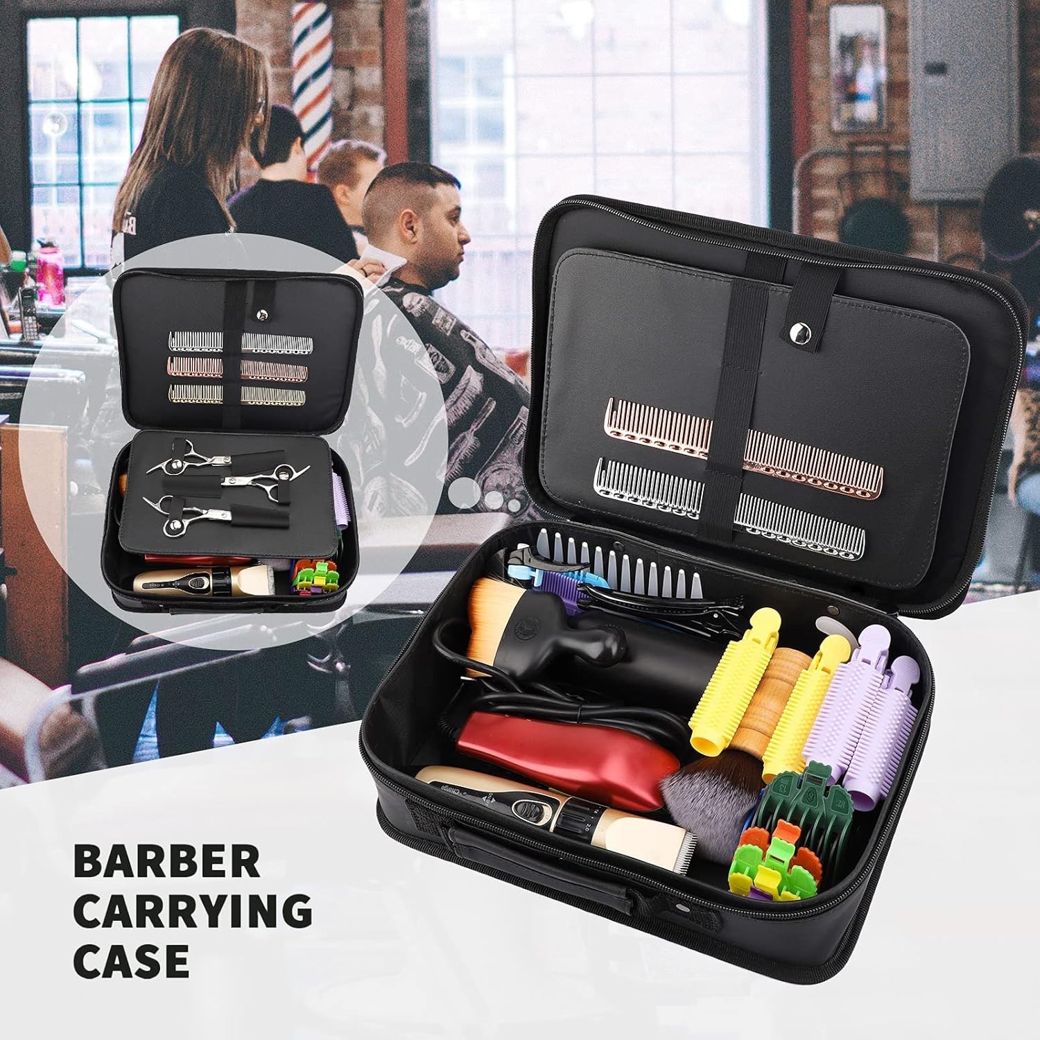Chic Barber Carrying Case: 11.8×8.5in Travel Tool Organizer for Styling Tools