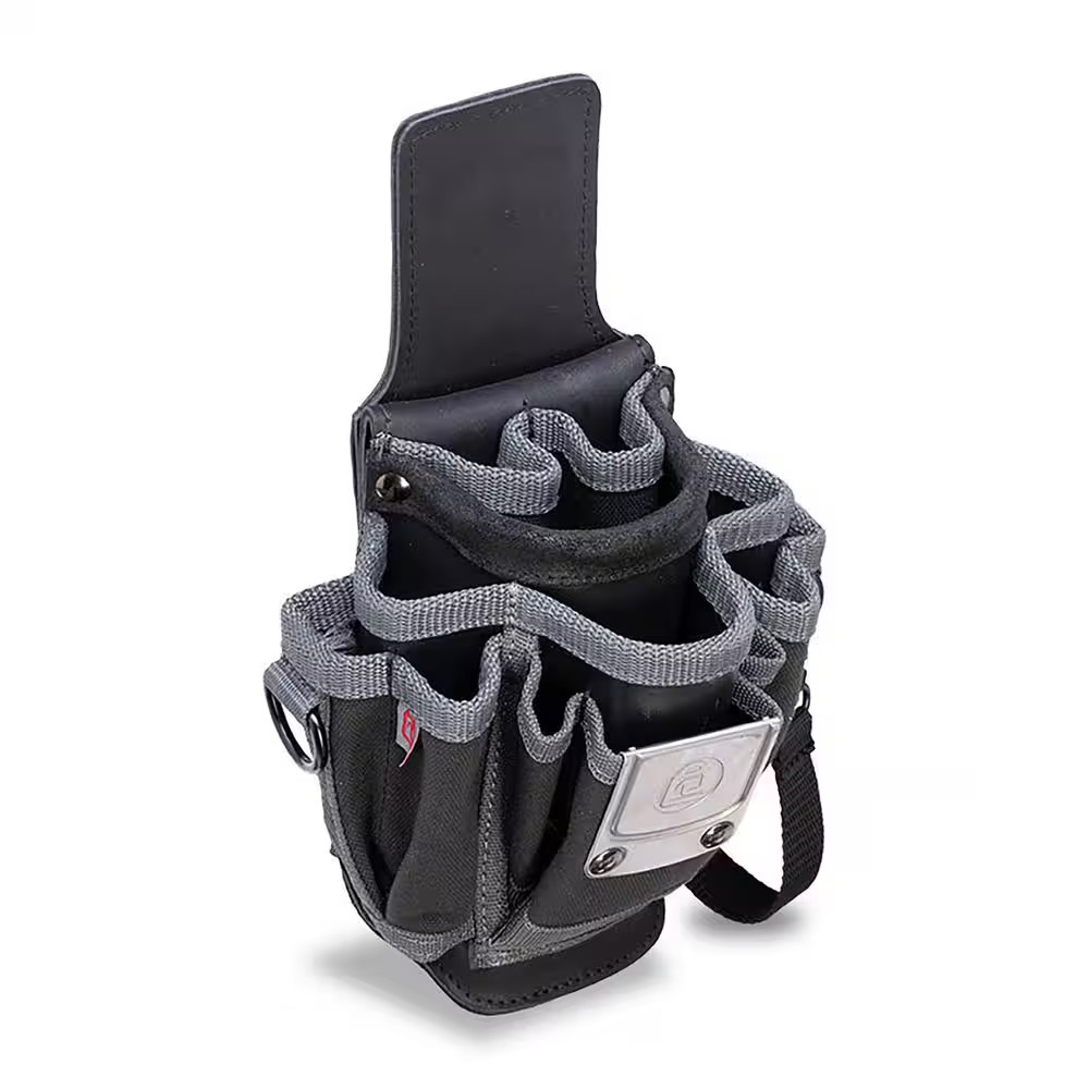 6 In. Small Black Polyester Tool Pouch with Pen;Knife;Pliers;Screwdriver;Wrench;