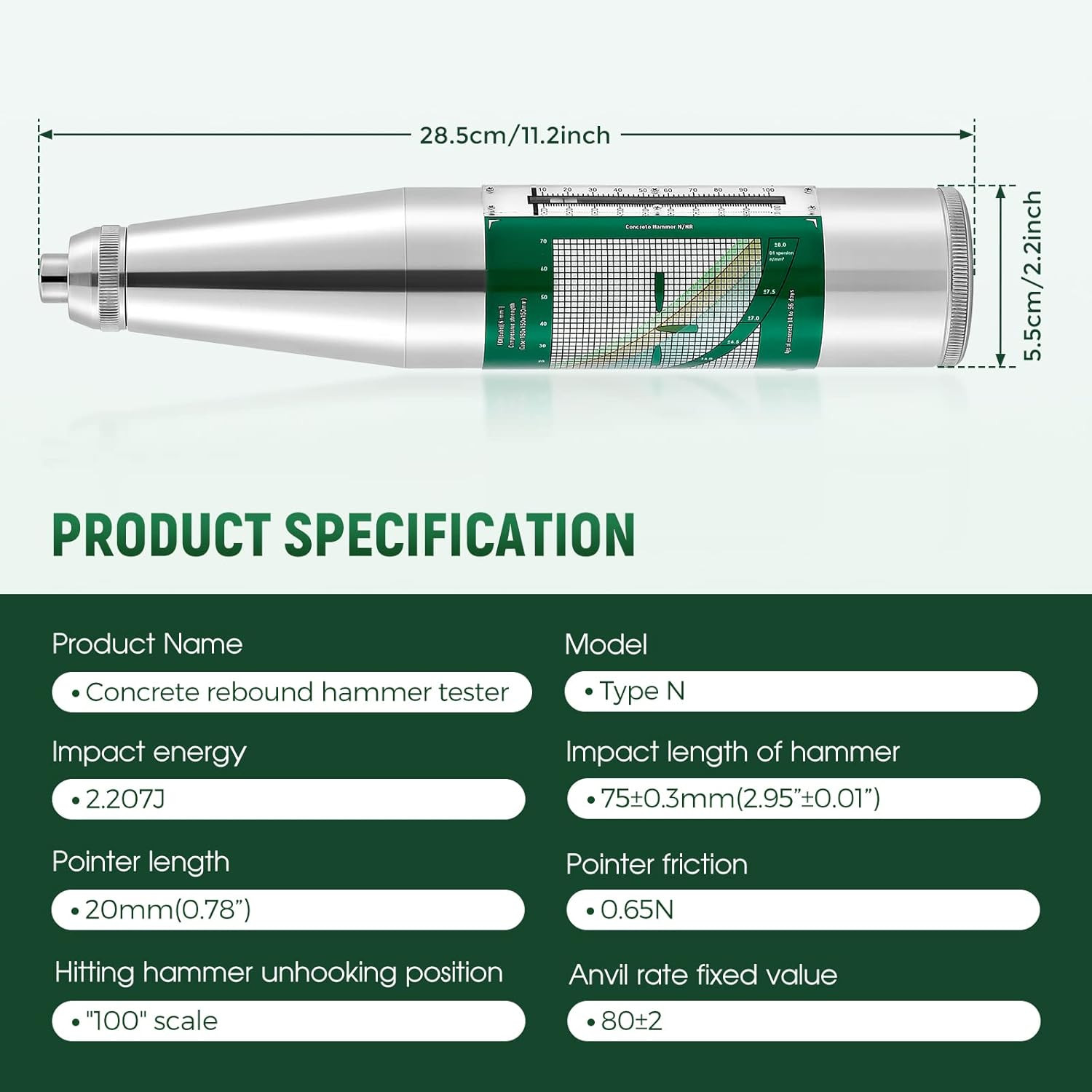 Schmidt Hammer Concrete Rebound Tester for Accurate Strength Measurement