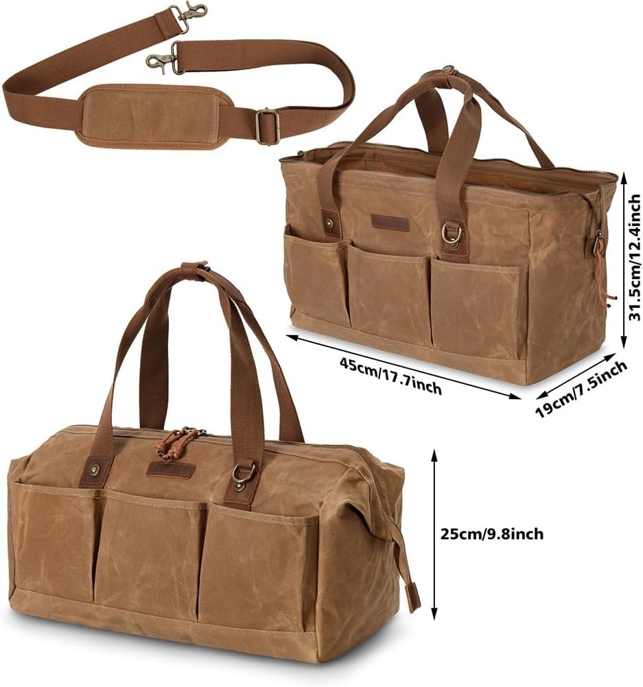 Heavy Duty 18-Inch Tool Bag with 12 Pockets, Large Zippered Tool Organizer, P…