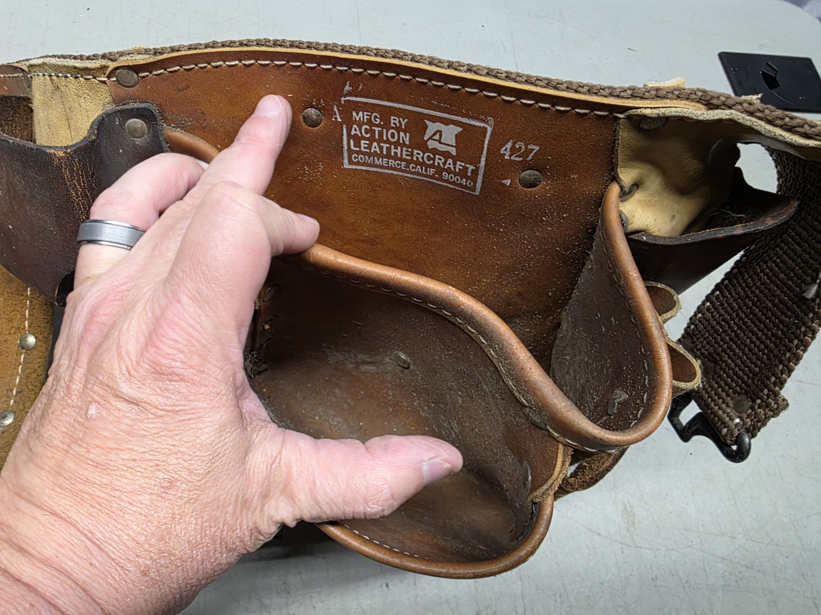 🔥 Vtg Action Leathercraft ALA 427 Brown 11 Pocket Adjustable Tool Belt 34-38″