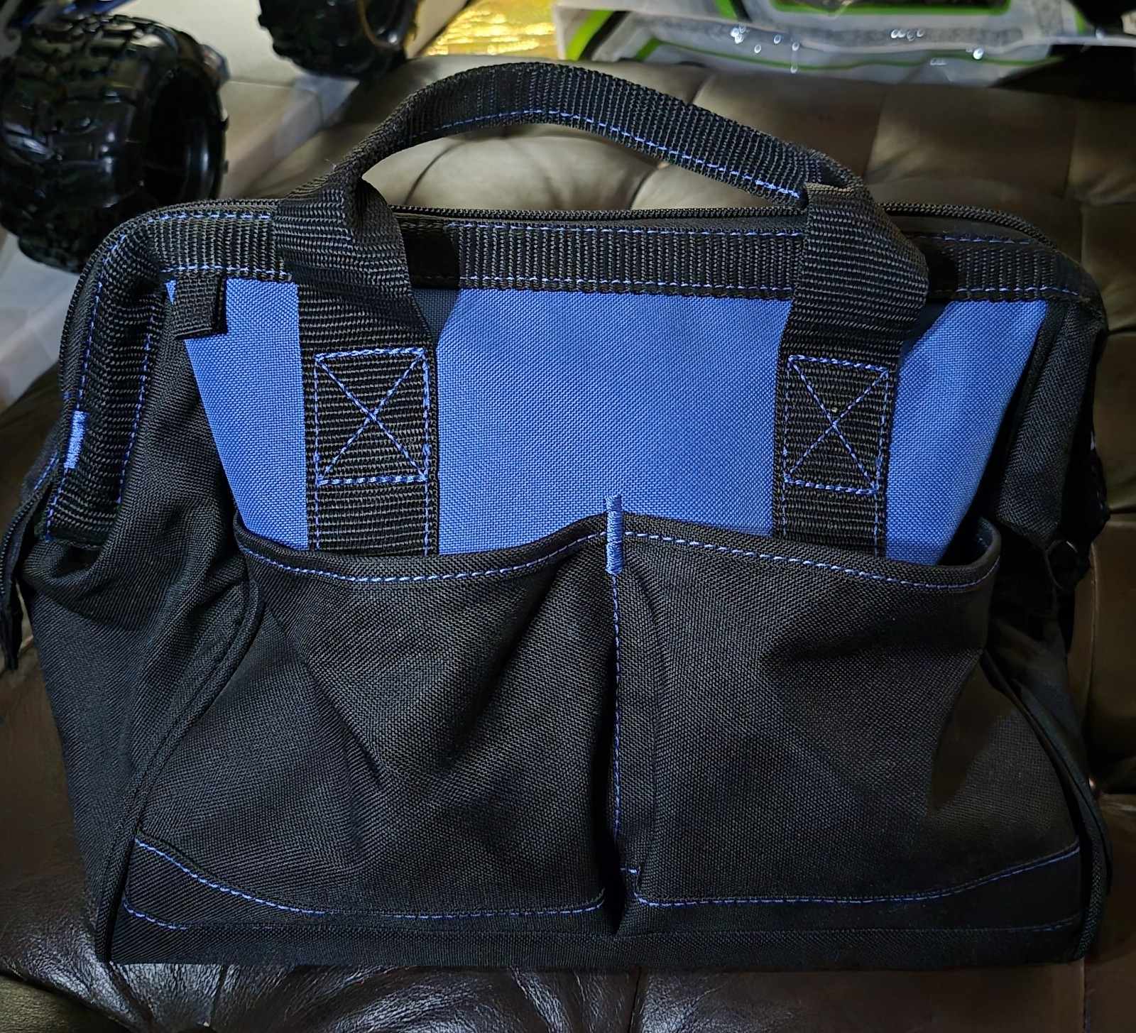12″ Kobalt Black/blue Polyester 12-in W x 7-in D x 9-in L Tool bag – tool bag