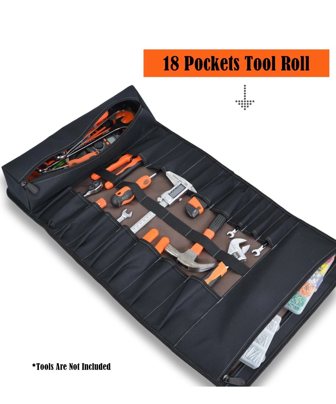 WELKINLAND 18-Pockets Waxed Canvas Tool Roll, tool bag Heavy-Duty