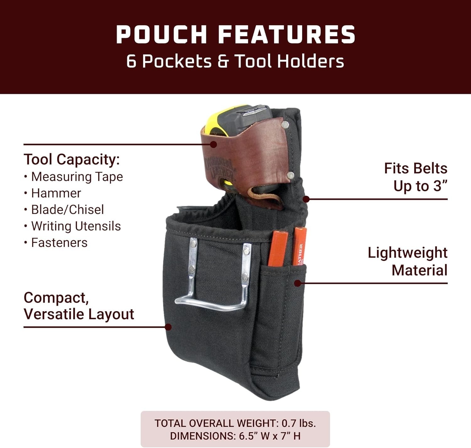 Durable Industrial Nylon 6-in-1 Pouch – Efficient Tool Organizer for Small Jobs
