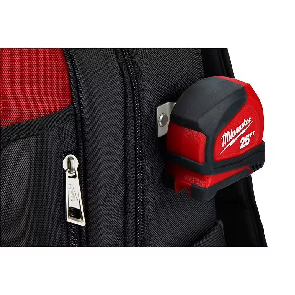 Milwaukee Low-Profile Backpack 14″ 22 Pockets w/ (3-Pack) 12″ Zipper Tool Bags