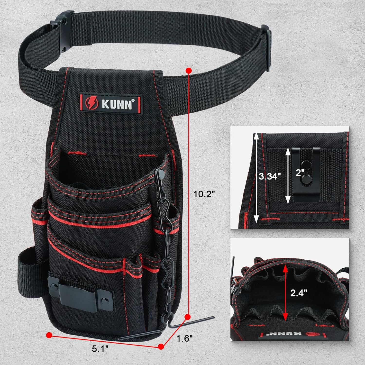 Heavy Duty Electrician Tool Pouch with Belt Clip – 7-Pocket Organizer