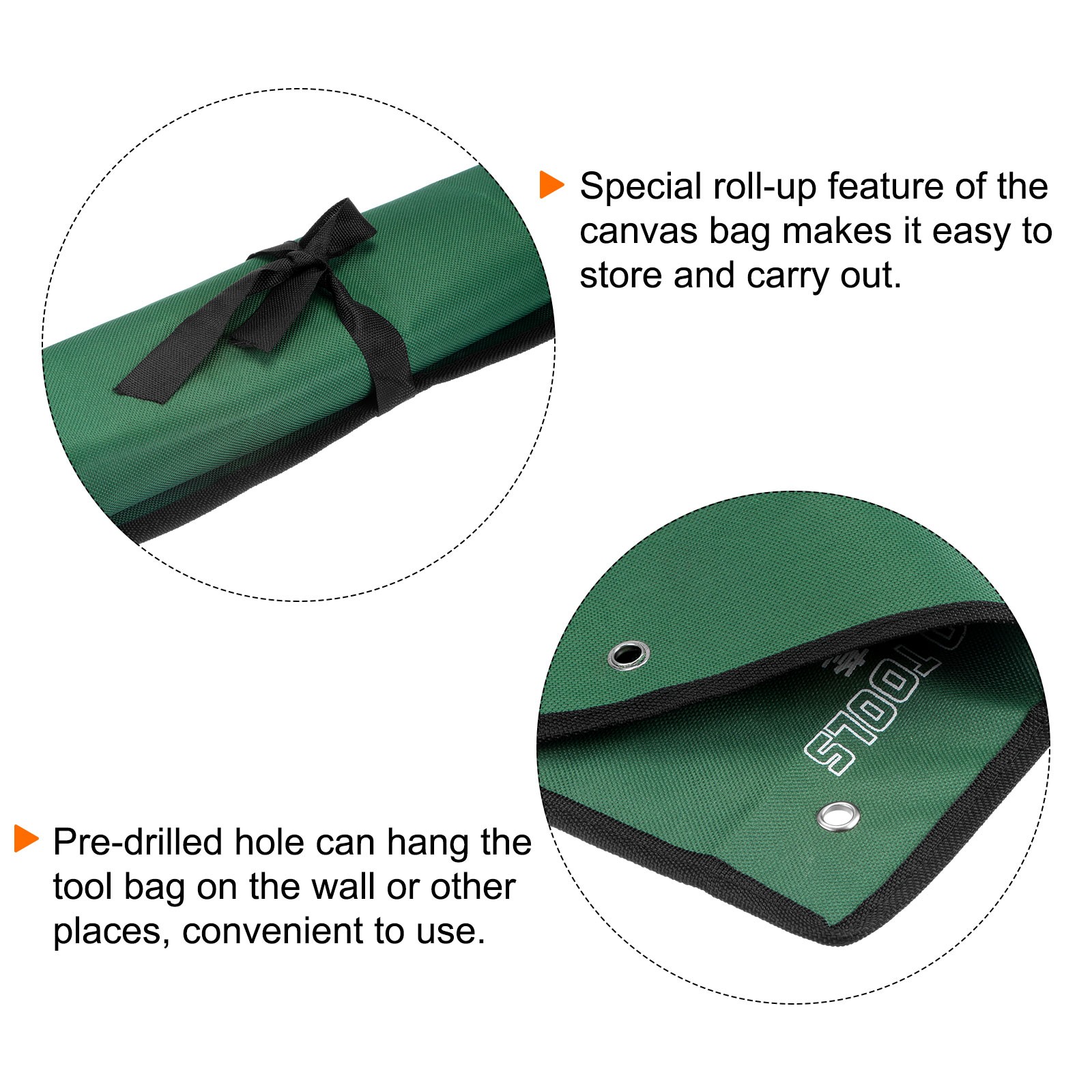 Wrench Organizer 7 Pockets 12.6″ x 11.8″ Canvas Roll Up Pouch Tool Bag Holder