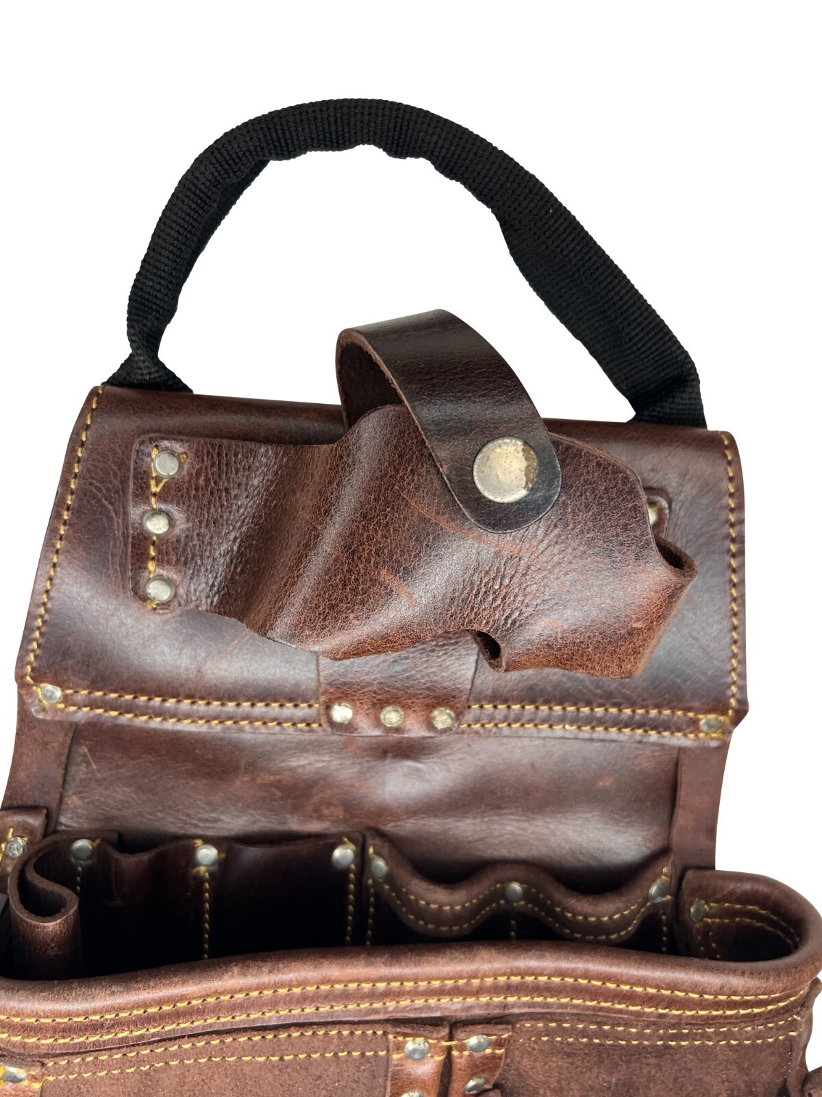 Oil Tan Leather Tool Bag Framer Electrician Carpenter Leather Bag Drill Holder