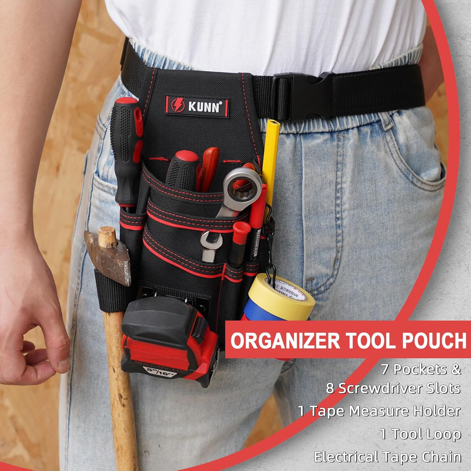 Heavy Duty Electrician Tool Pouch with Belt Clip – 7-Pocket Organizer