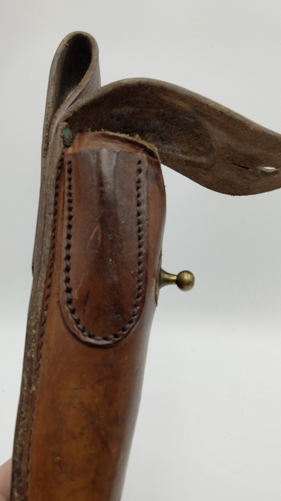 Vintage German? Custom Hand Made Leather Belt Pouch Tool Holder With Button Stud