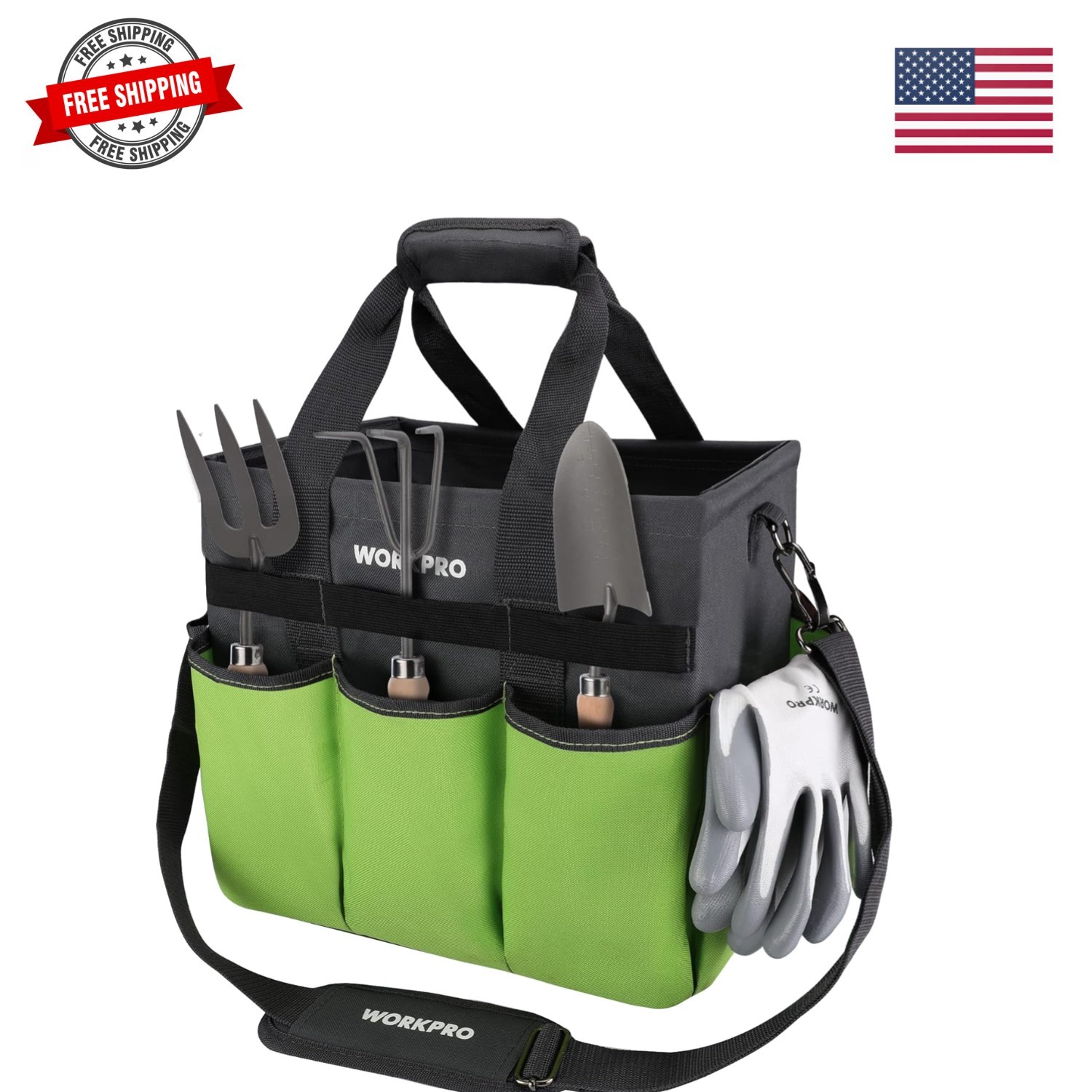 Garden Tool Bag Organizer, Heavy Duty Gardening Tote Bag with 10 Pockets and …