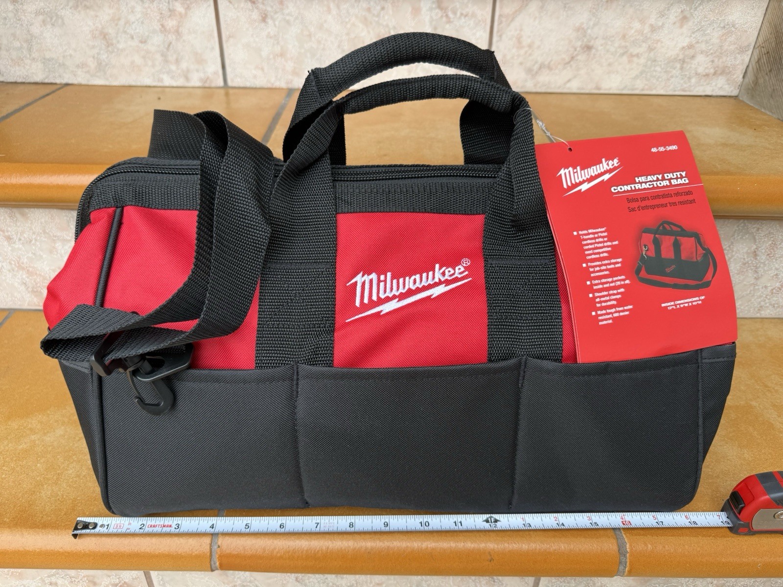 Milwaukee Heavy Duty Contractor Bag Fisk Safety First 48-55-3490. *17”Lx9”Wx10”H