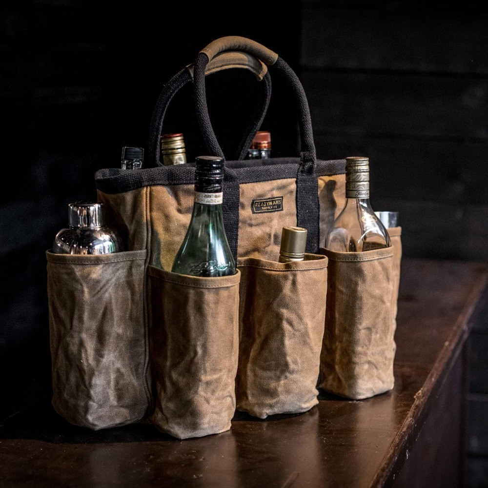 14″ Waxed Canvas Supply Bag, Garden Tool Tote & Utility Storage with Pockets