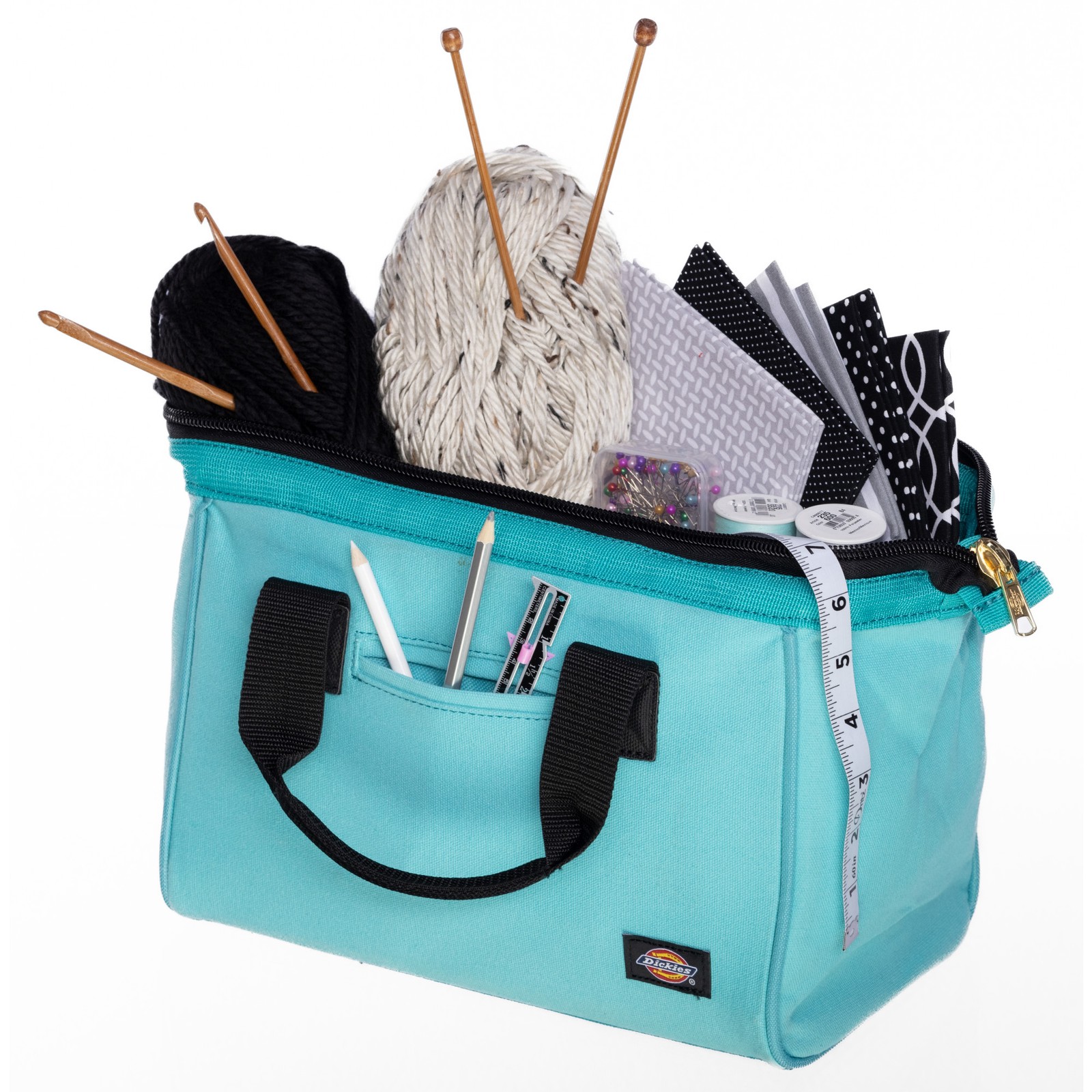 Womens Tool Accessory Tote Bag 12 inch with Zipper Closure Teal Dickies 57149
