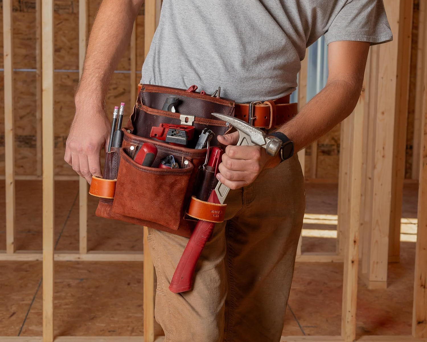 Heavy Duty Tool Pouch – All Leather – Reinforced Seams – Professional Grade