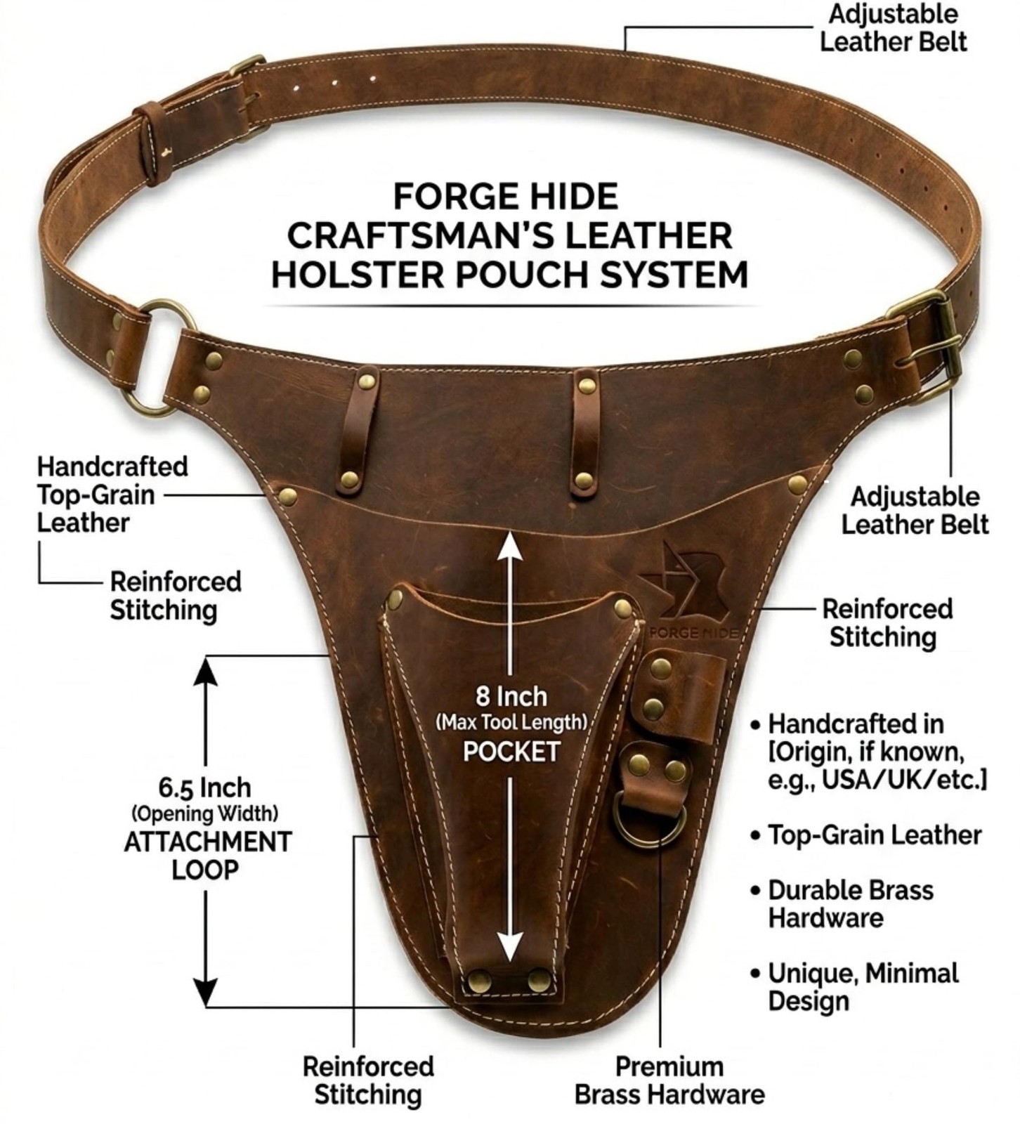 Leather Garden Tool Belt for Men & Women – Handmade Crazy Horse Leather Utili…
