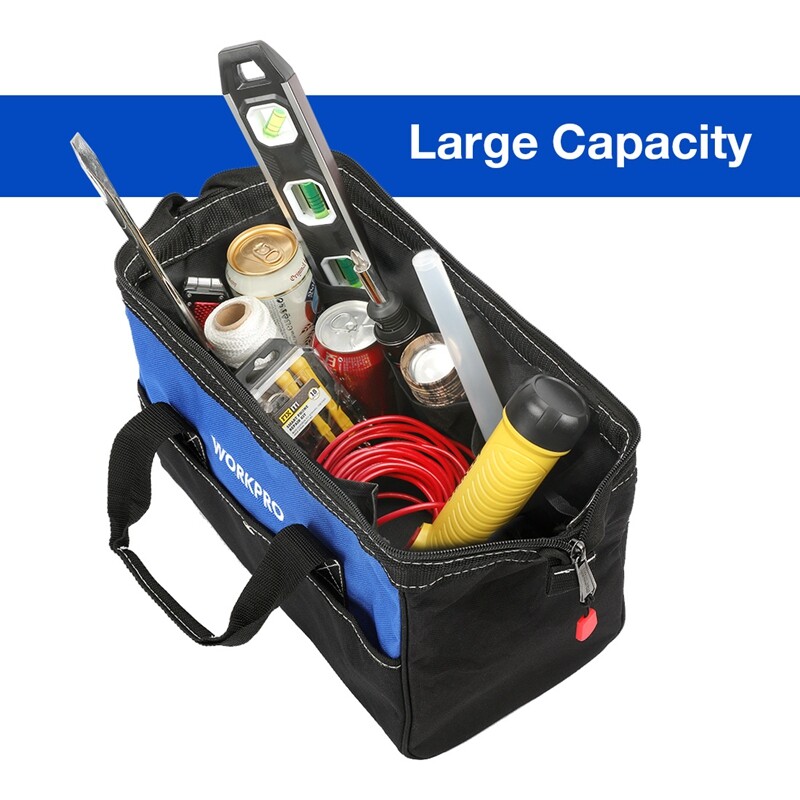 13-in Tool Bag Wide Mouth Tool Tote Bag Blue/Pink Polyester Fabric