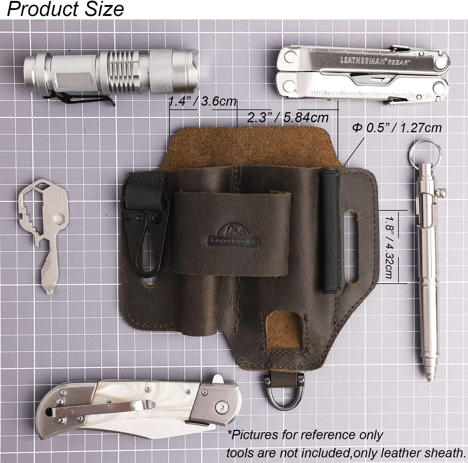 Leather Tool Belt Pouch Pockets Storage for Work Tools Electrician Multitool