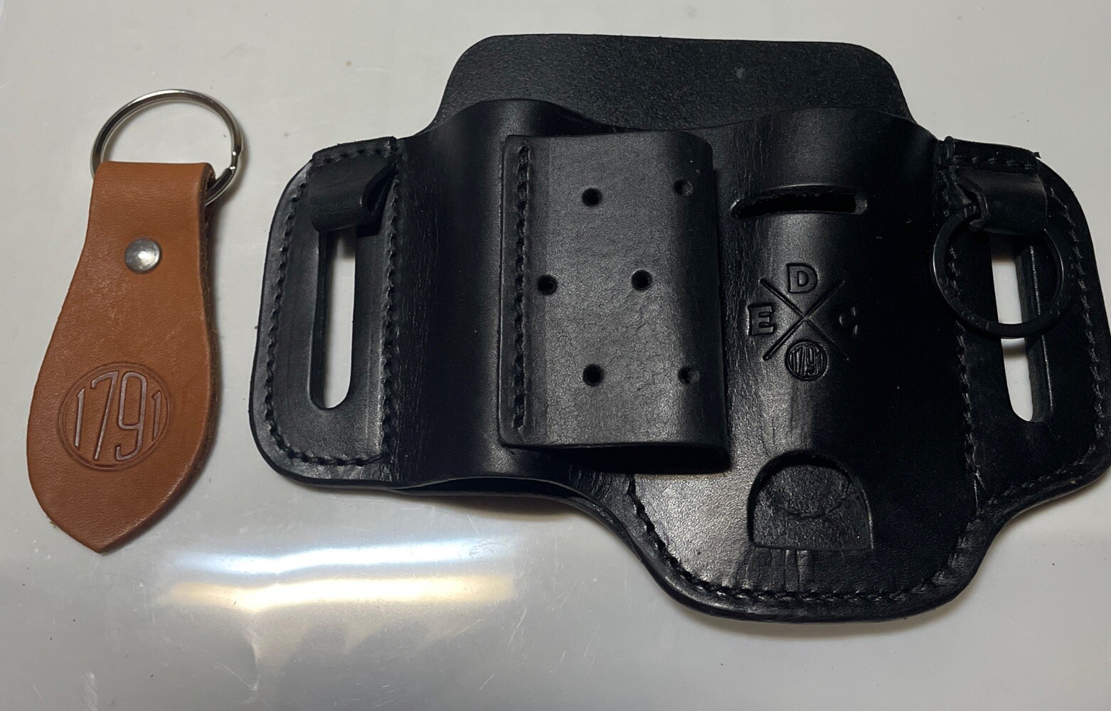 Multitool Leather EDC Belt Pocket Organizer for Knives Tools Flashlight Keys