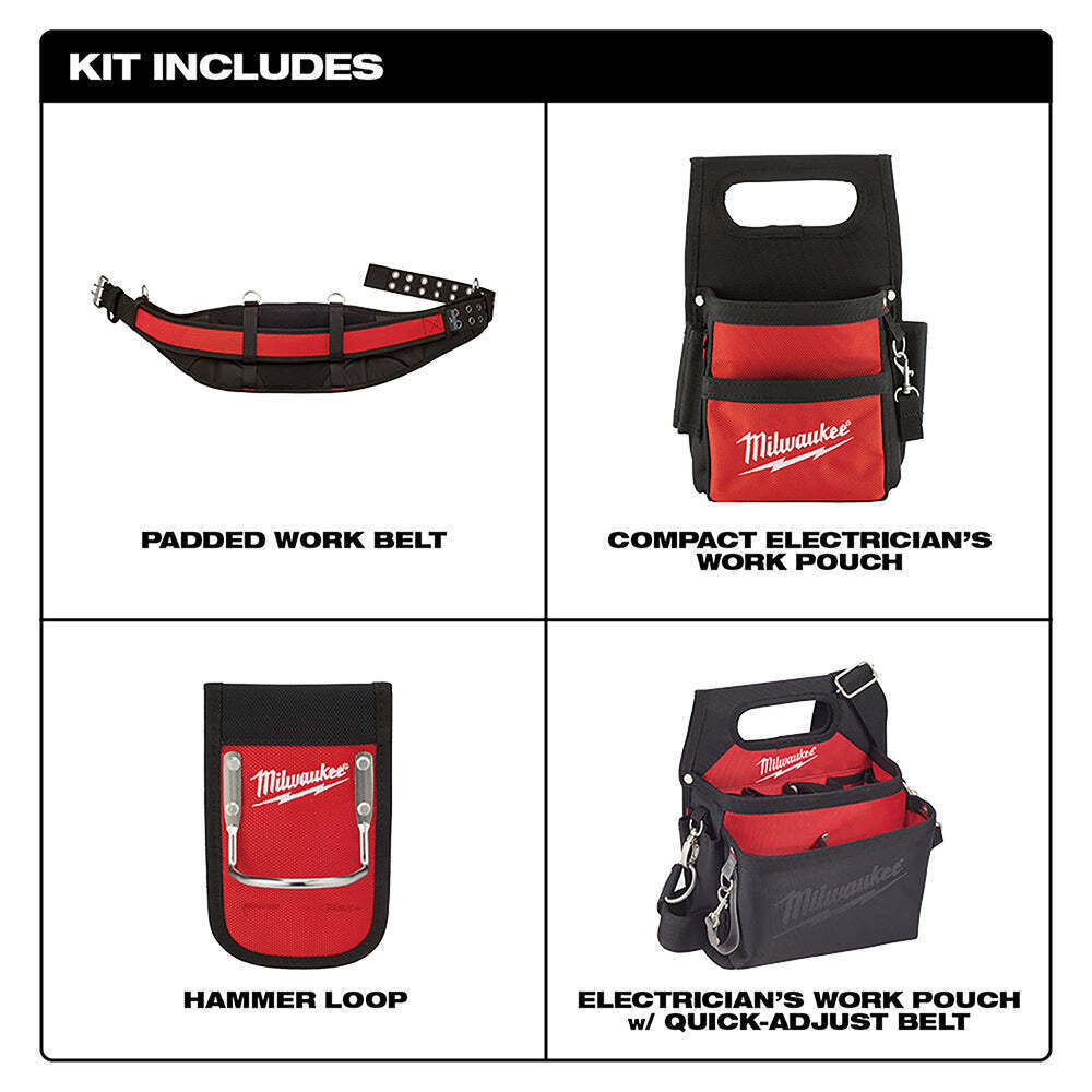Milwaukee 48-22-8110 29-Pocket 1680D Nylon Stable Base Electricians Work Belt US