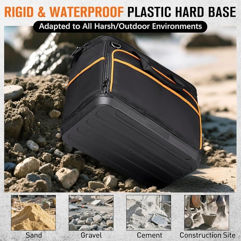 Heavy Duty Tool Bag 26 Pockets Waterproof Organizer Wide Open Design Crossbody
