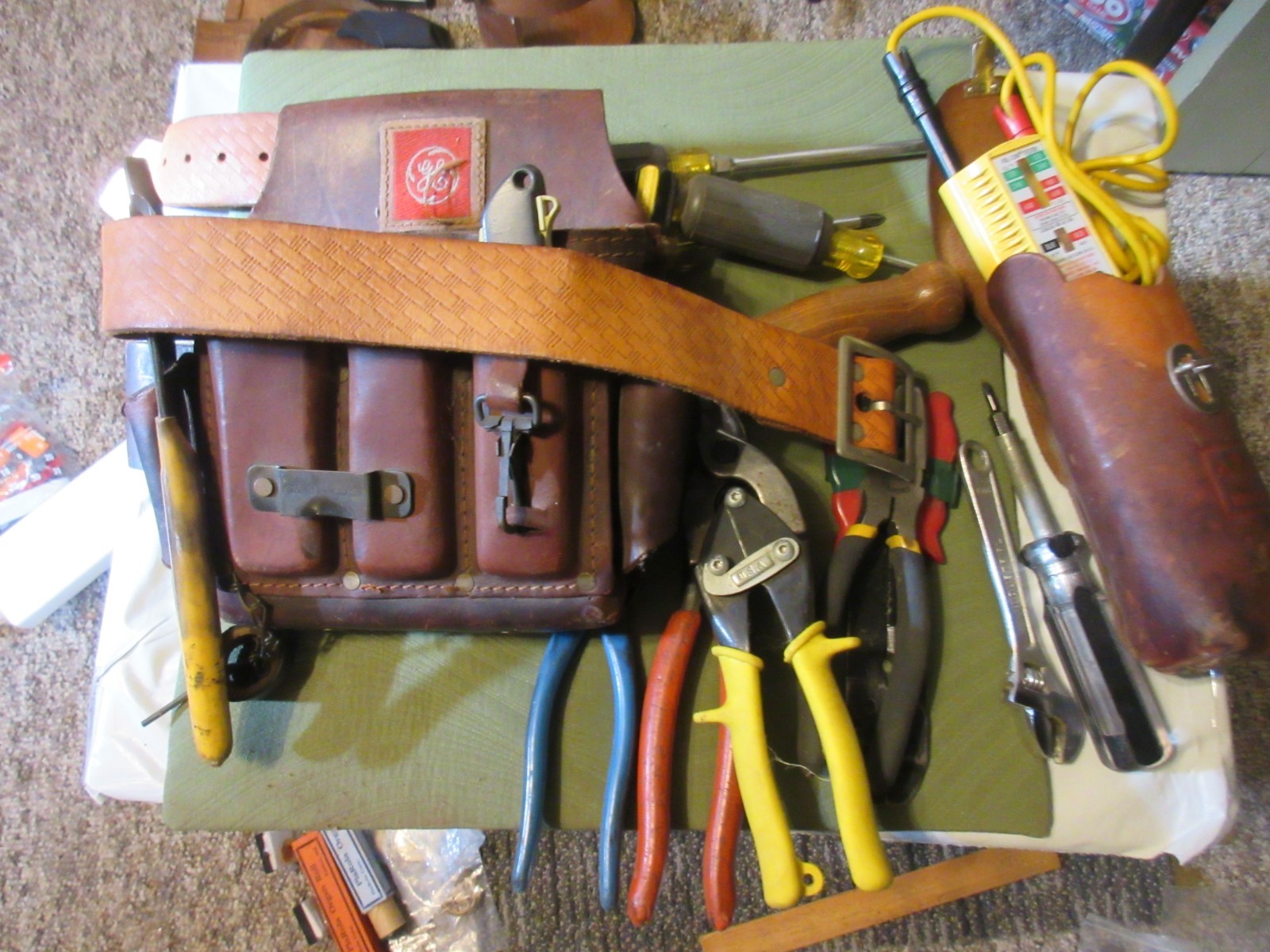 Vintage General Electric GE Heavy Duty Leather Tool Pouch Belt TOOLS