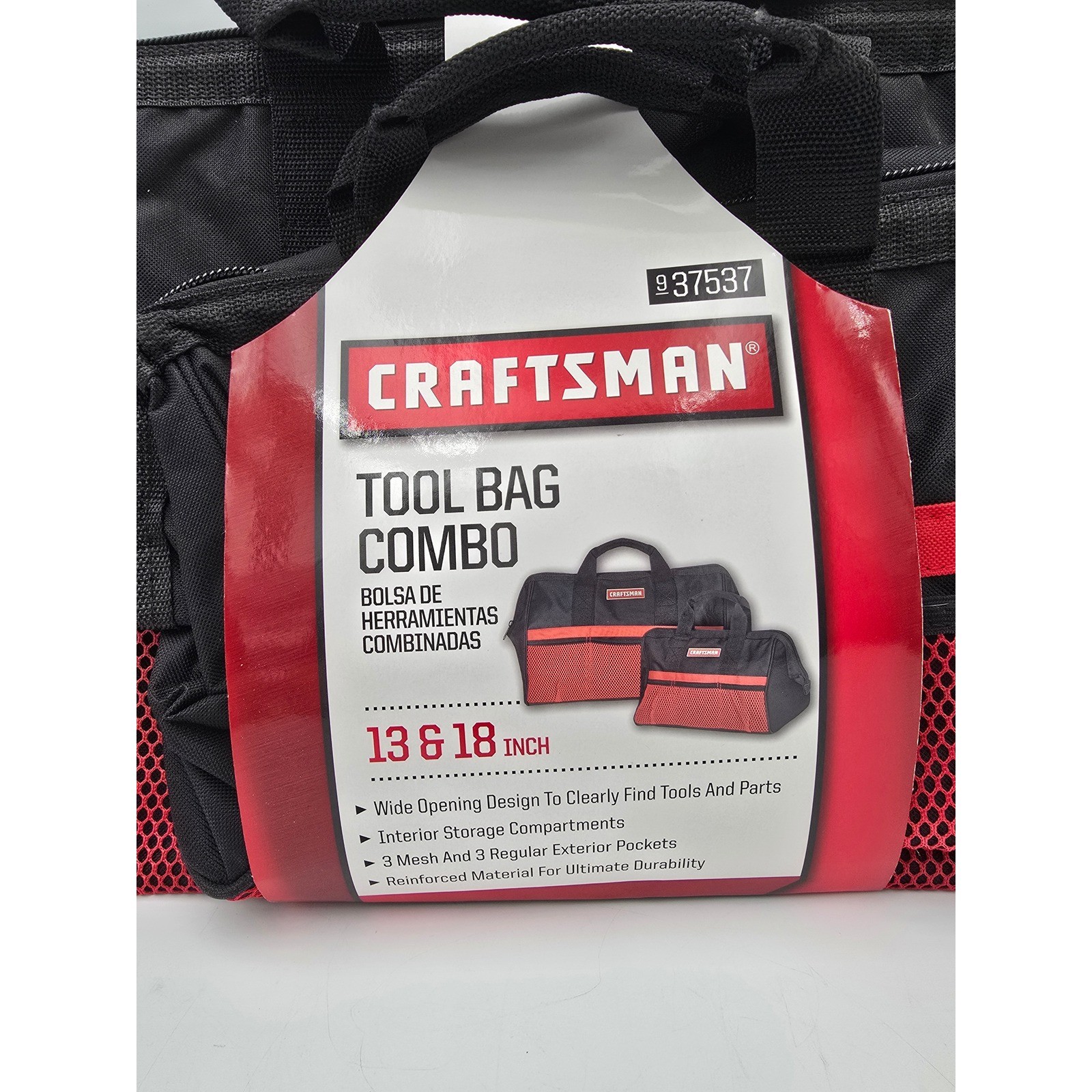 Craftsman Tool Bag Combo 13 and 18 Inch Black Red Storage Pockets 937537 NEW