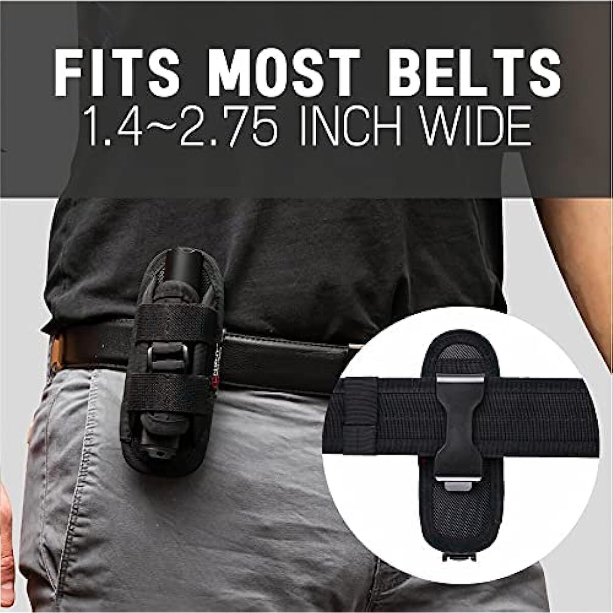 Tactical Flashlight Holster 360 Degree Holder for Police Military Security Belt