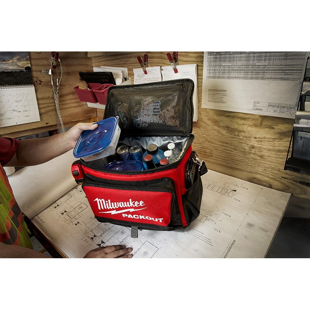15.75 In. Packout Cooler Bag | Milwaukee Jobsite Lunch Storage Red Modular W/