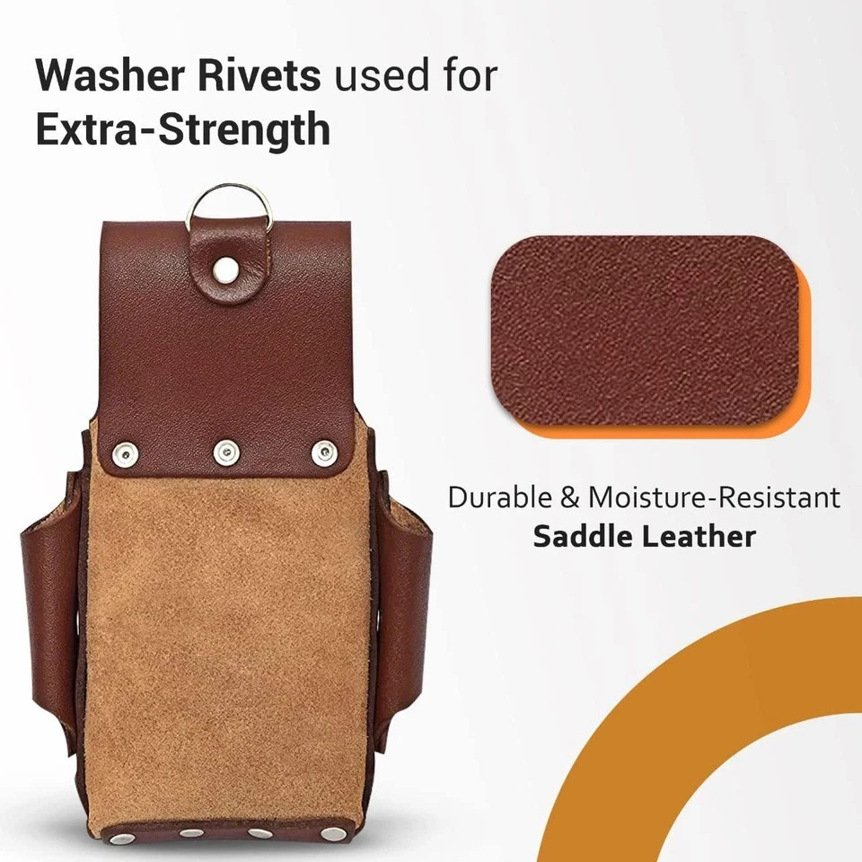 Ap-Leather Pro-5 Electrician Pouch, Leather Tool Pouch, 5 Pocket Pouch with Elec