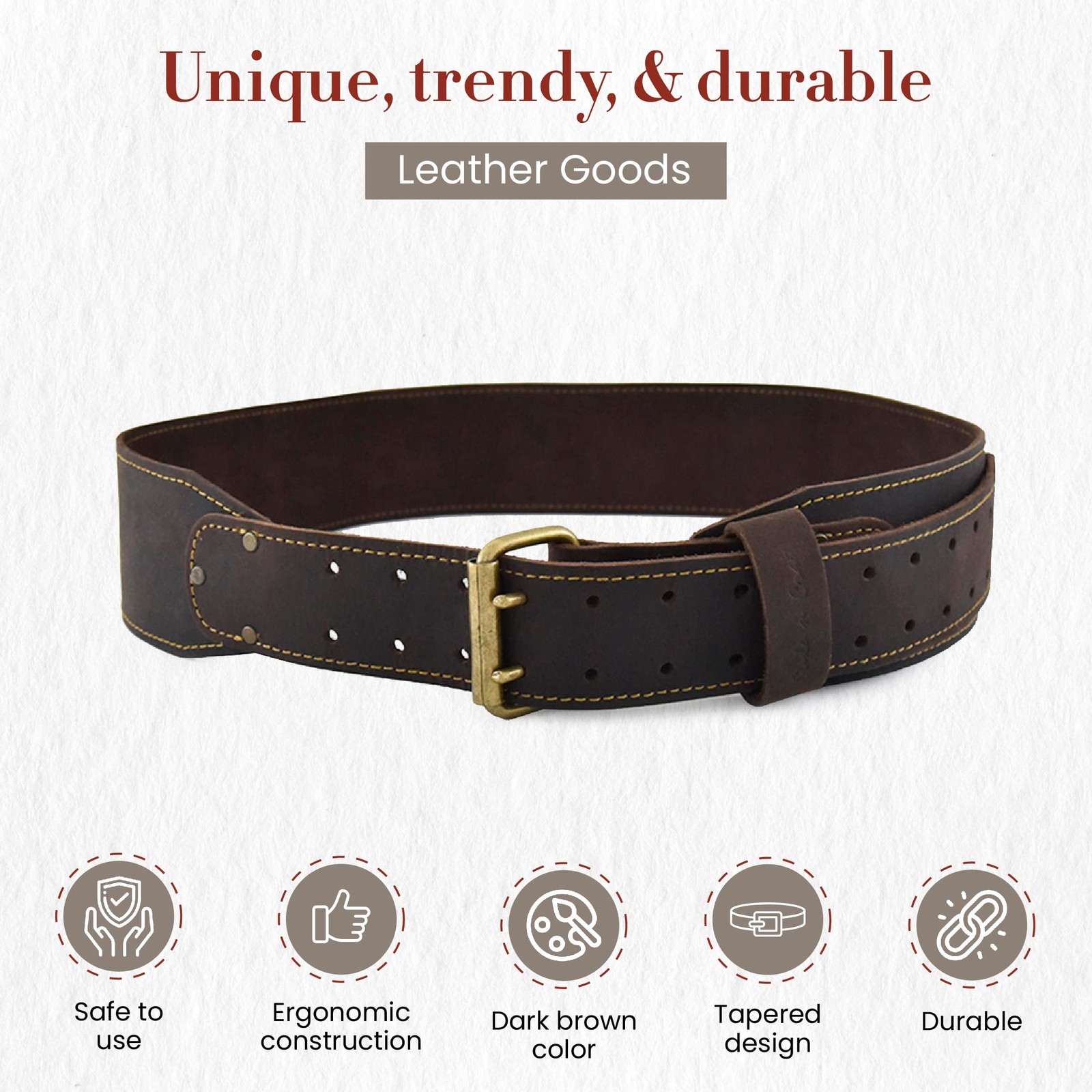 Style n Craft – 3 Wide, Long, Tapered Full-Grain Oiled Leather Work Belt, Dur…