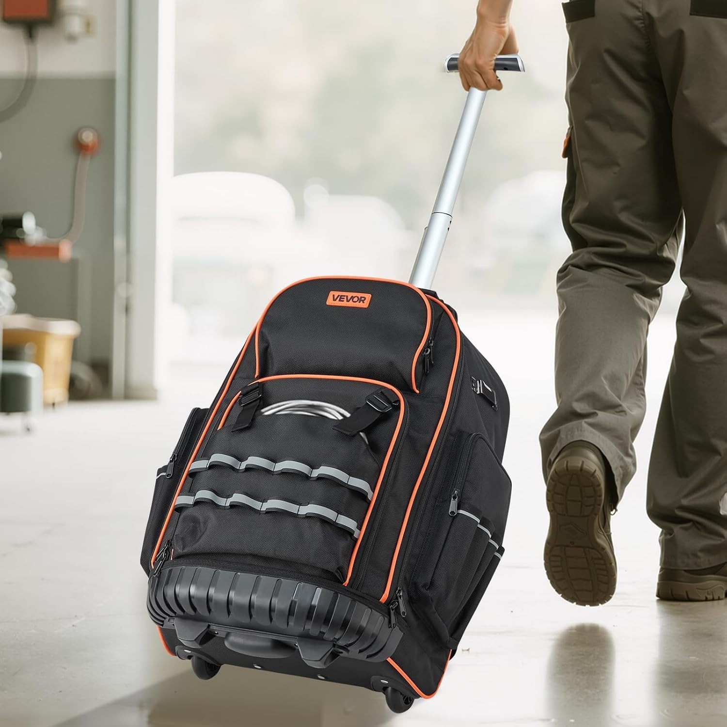 Professional Heavy Duty Tool Backpack with Wheels – 110 lbs Capacity, 72 Pockets