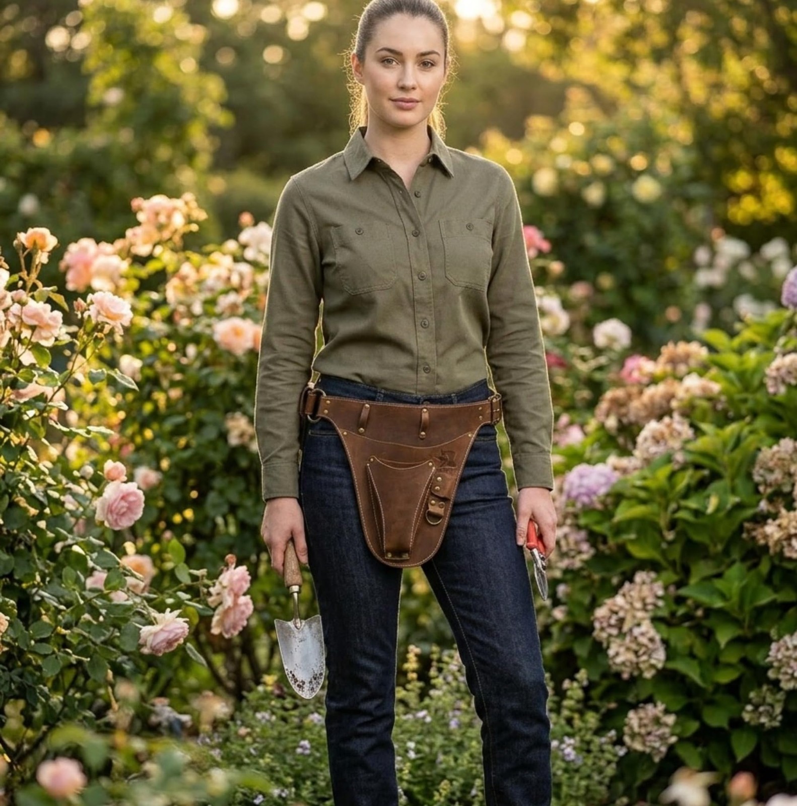 Leather Garden Tool Belt for Men & Women – Handmade Crazy Horse Leather Utili…