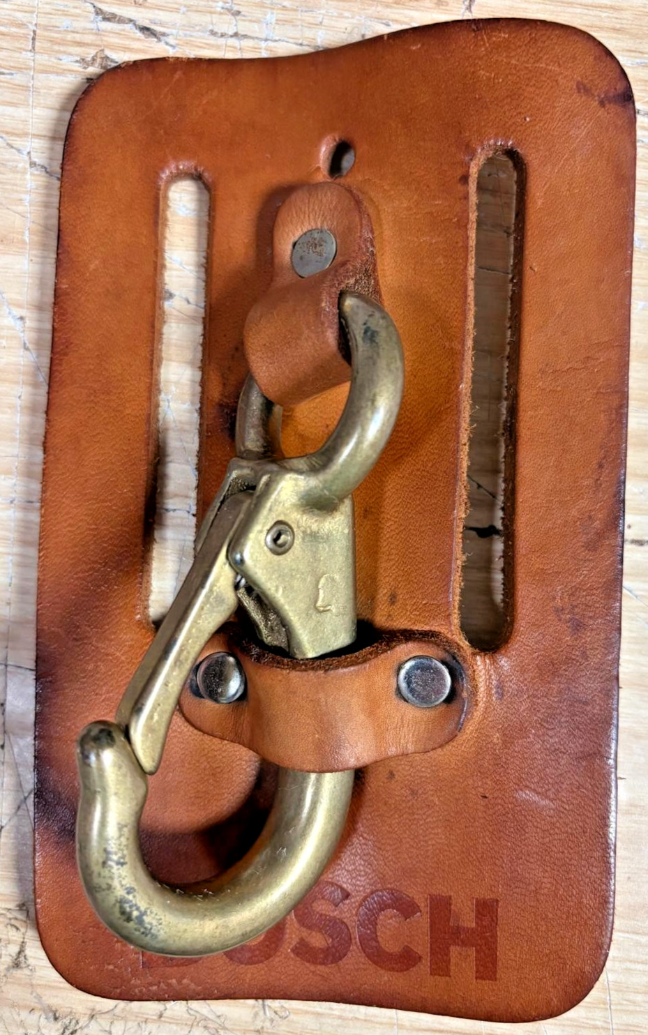 Handmade Leather & brass snap hook easy release Key chain ring Belt Clip holder