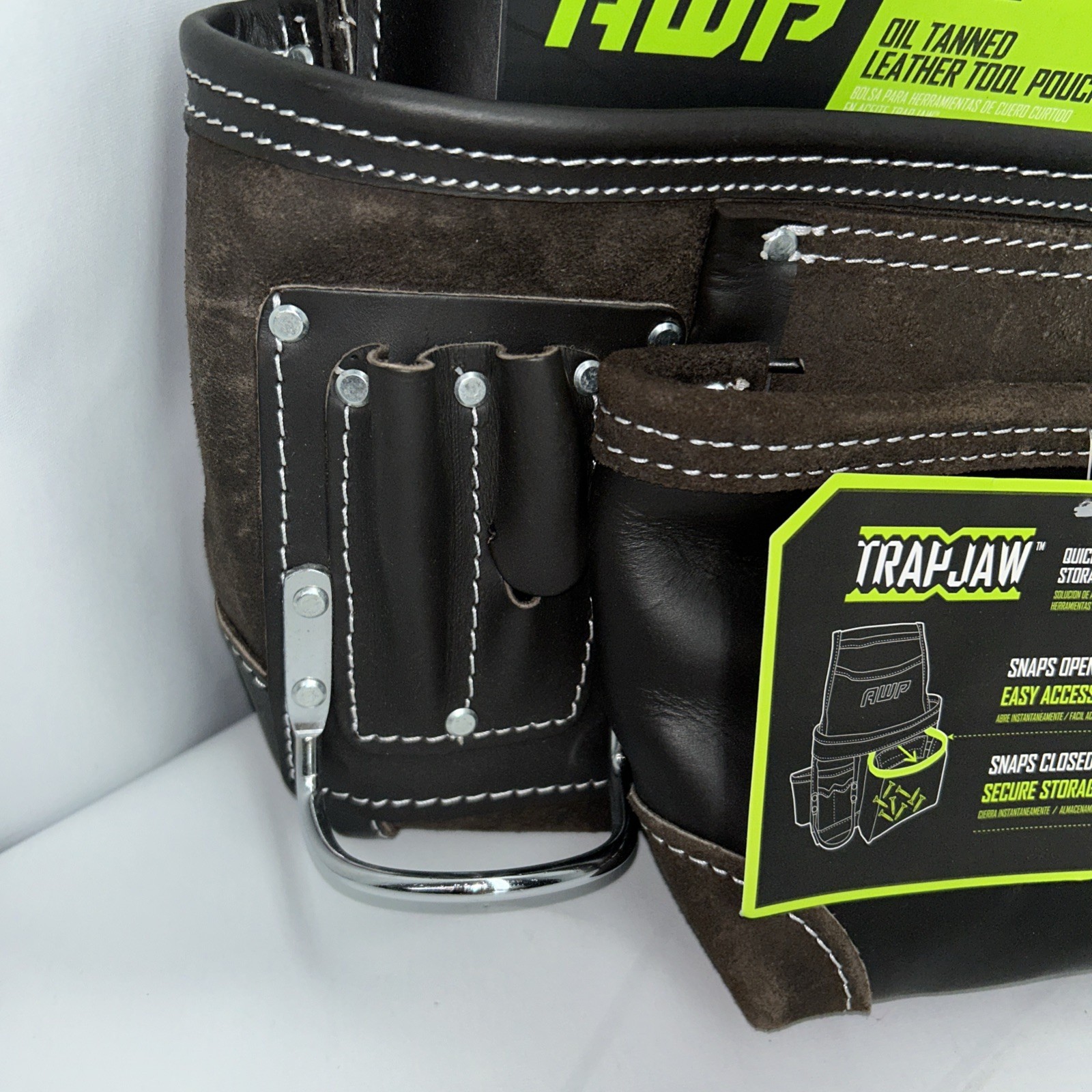 AWP Trapjaw Oil-Tan Tool Rig Genuine Leather Construction Work Belt Pouch New