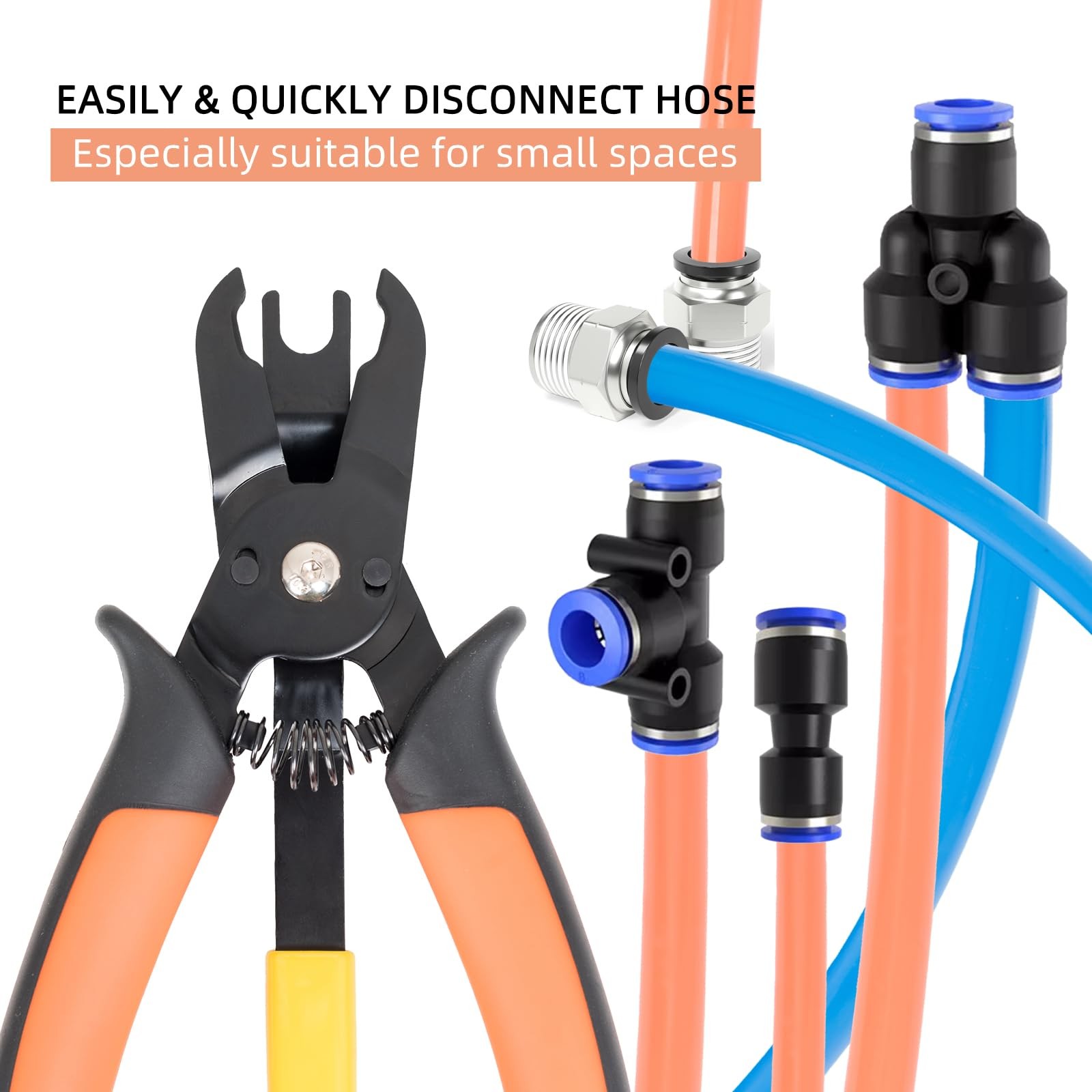 PLATATO Push to Connect Fittings Disconnect Tong Tool 6-8mm, Black, Orange