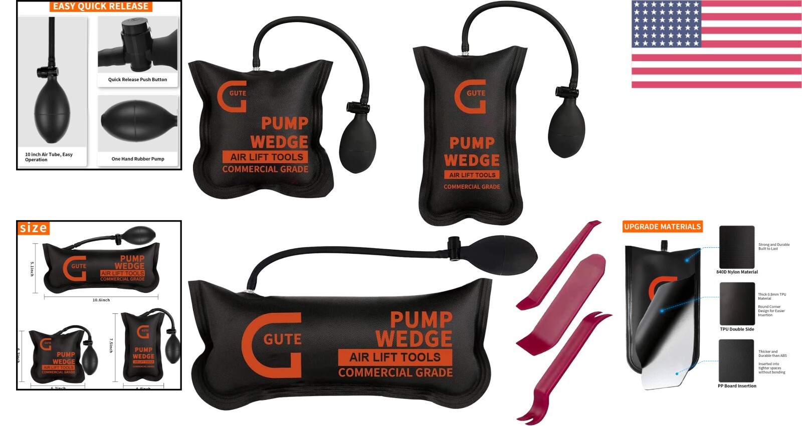 3-Pack Inflatable Air Wedge Bags, 330 LB Leveling Kit for Precision Alignments