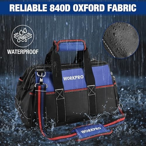 16″ Wide Mouth Tool Bag – Heavy Duty Cloth Storage, Waterproof Base, Adjustable
