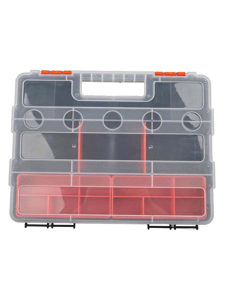 Sturdy Plastic Toolbox with Adjustable Compartments for Hardware and Parts