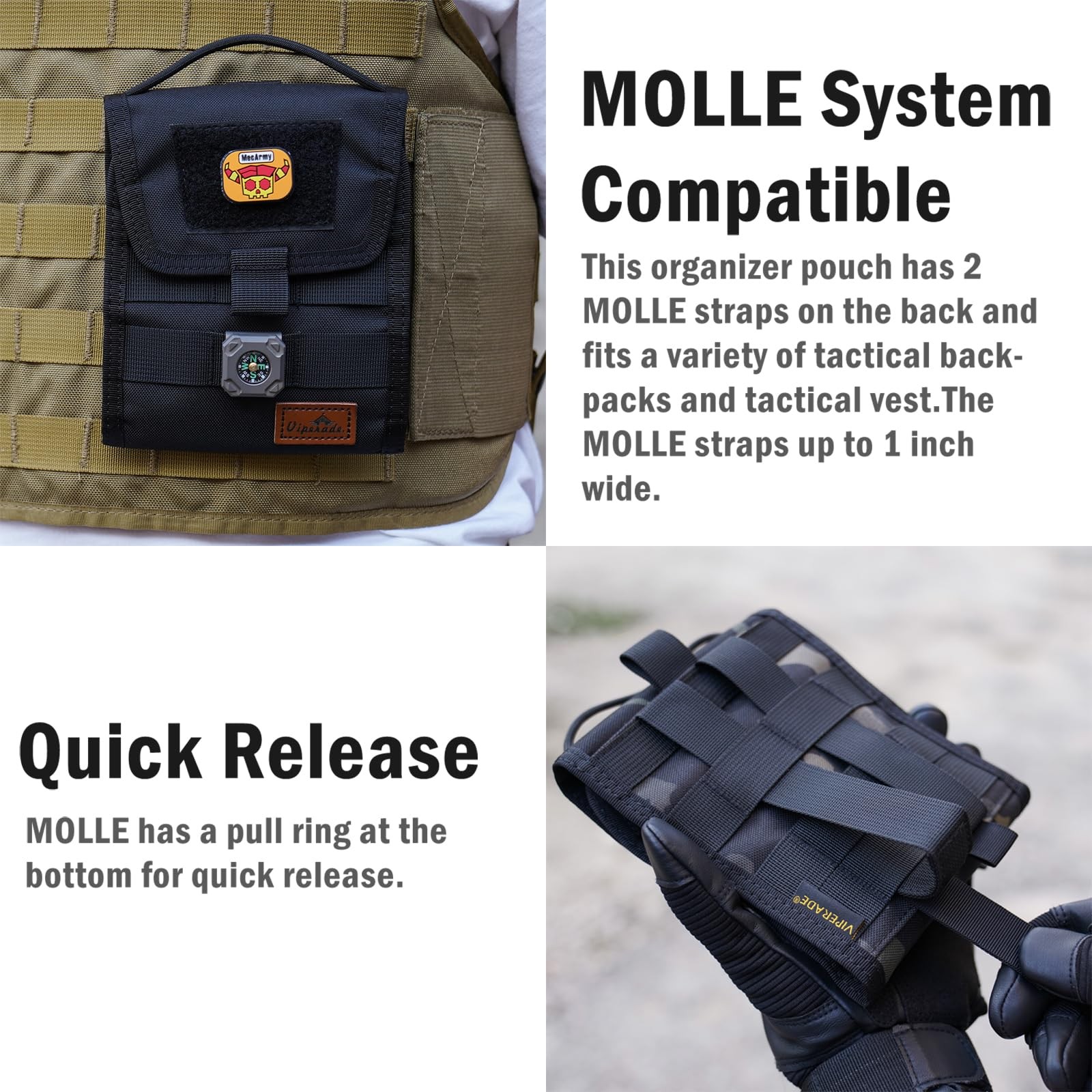 Ve12 Folding Edc Organizer Pouch Molle Tool Bag Trifold Tool Pouch Utility Edc P
