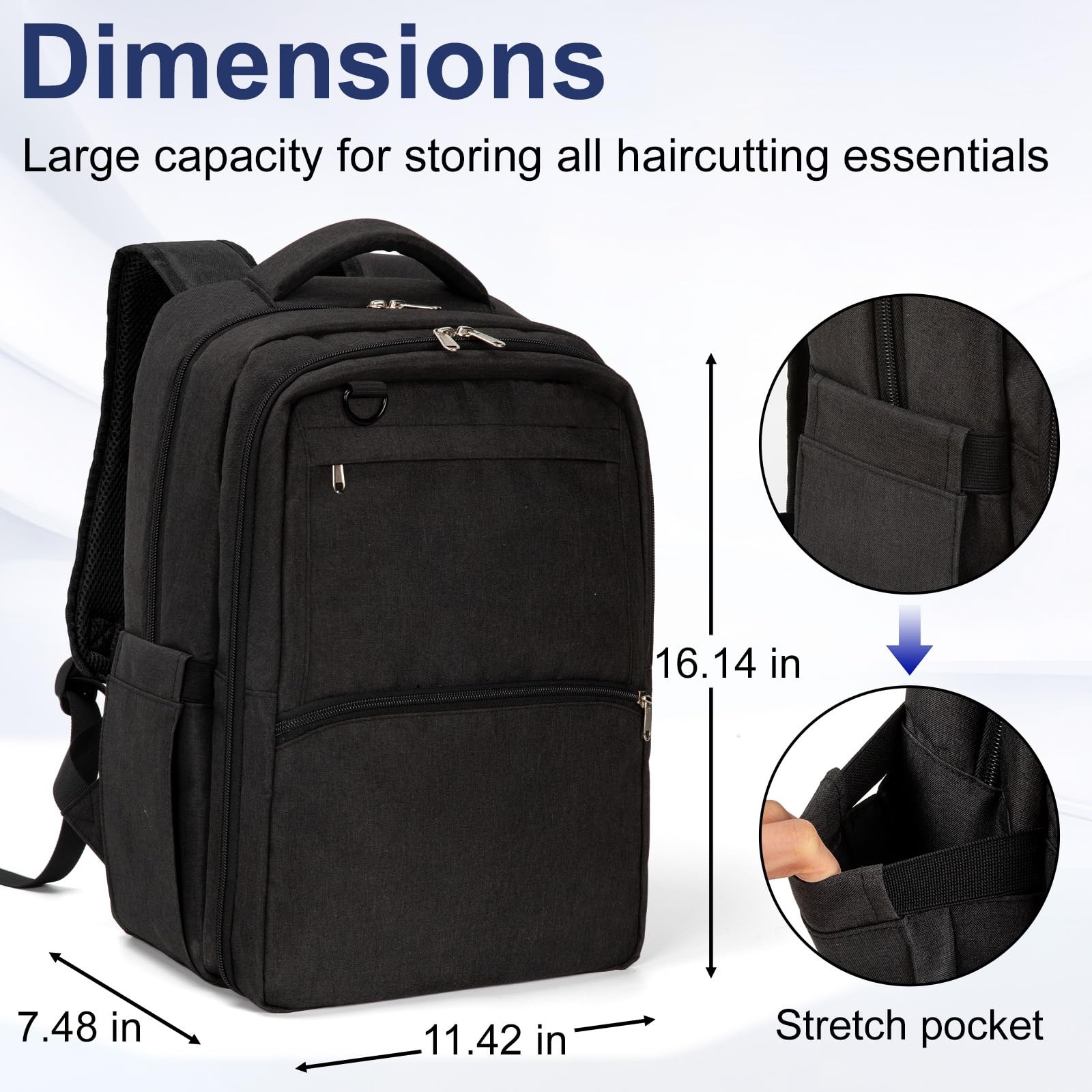 GDNasist Barber Supplies Bag, Portable Backpack for 15.6 Inch, Black