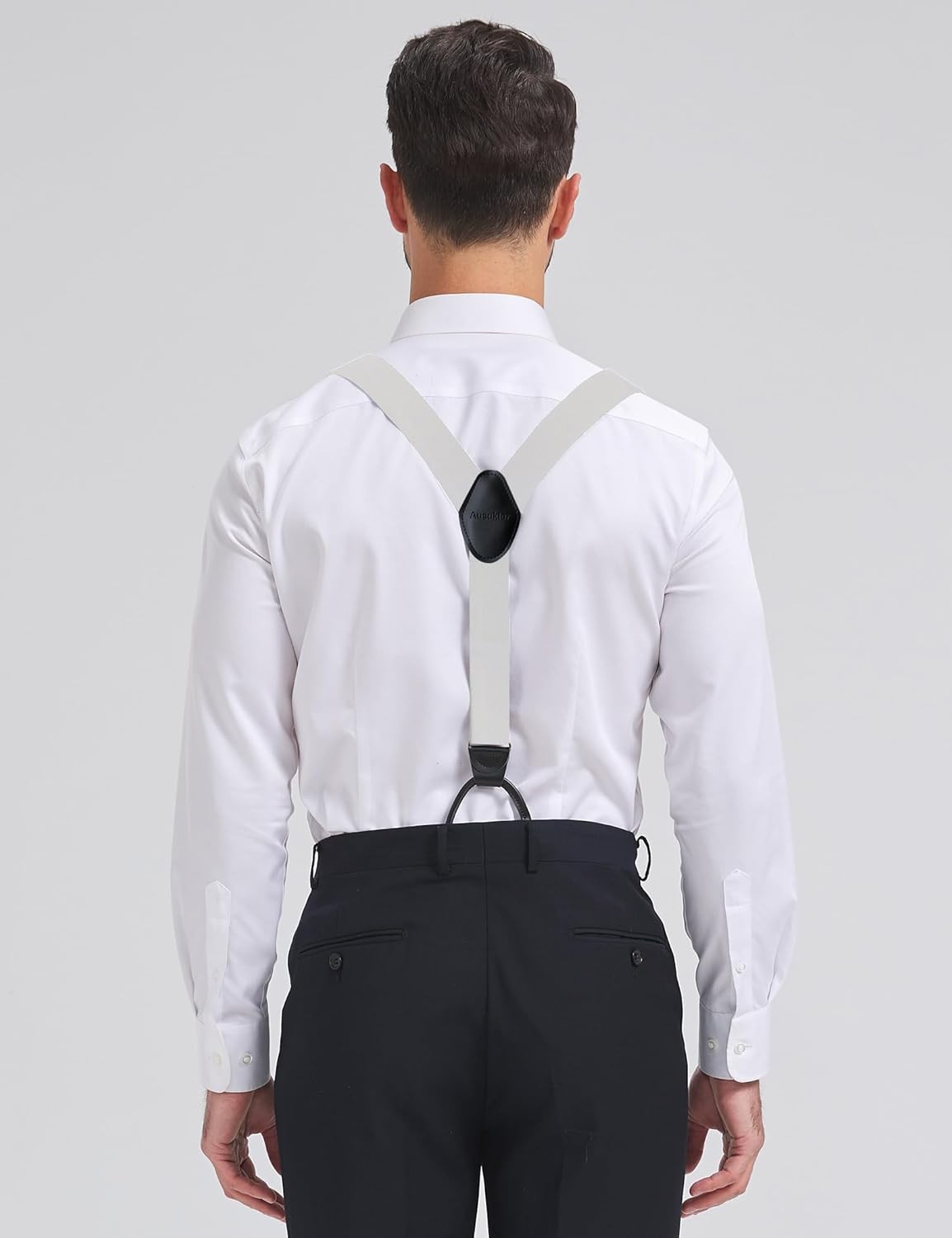 Button Suspenders for Men Dress Pants and Tuxedo Heavy Duty Big White