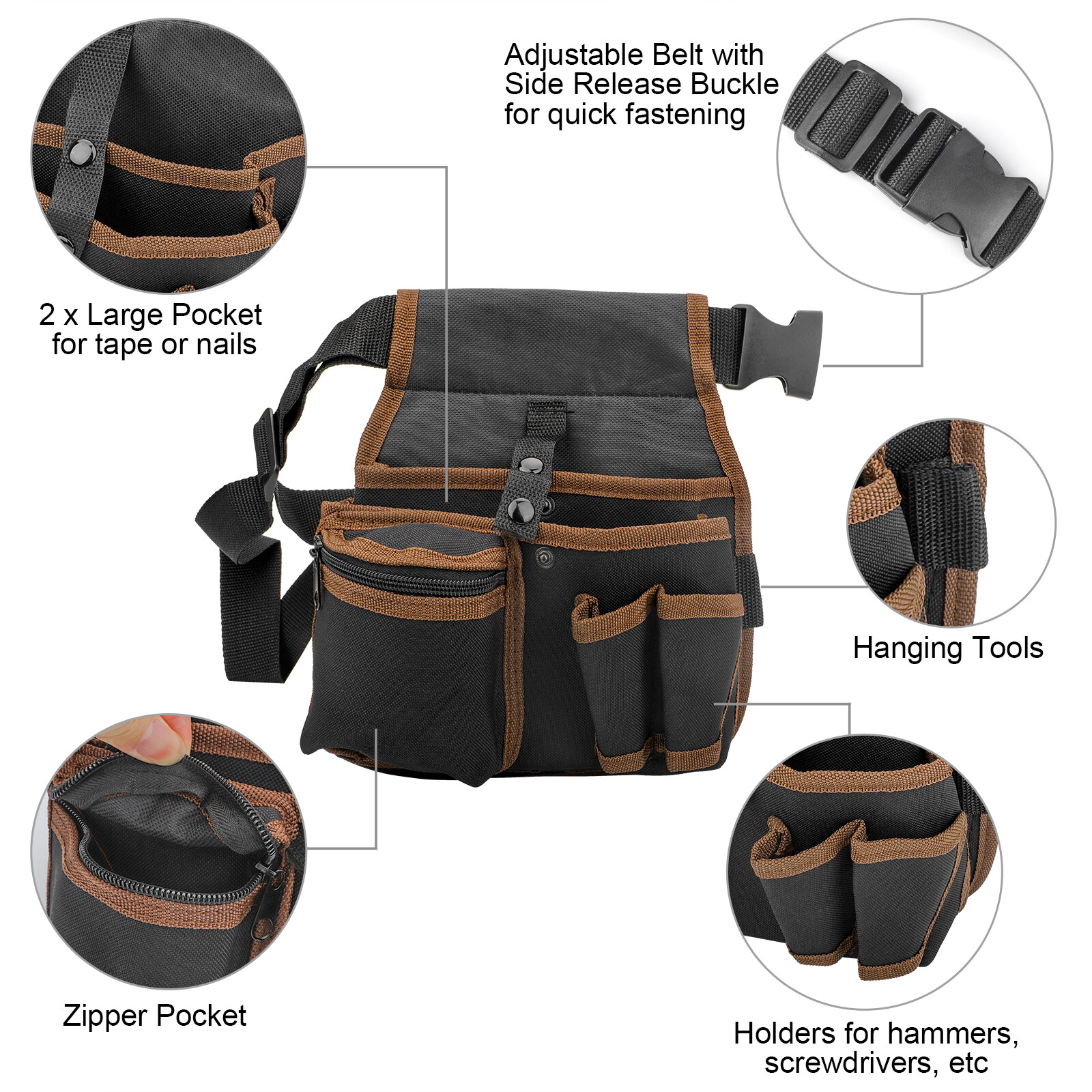 Electrician Fanny Pack Belt Tool Pouch,Toolkit Drill Hardware Storage Waist Bag