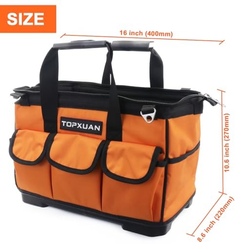 Tool Bag 16 Inch Molded Plastic Base Heavy Duty Waterproof Orange YT-STBAG-1601