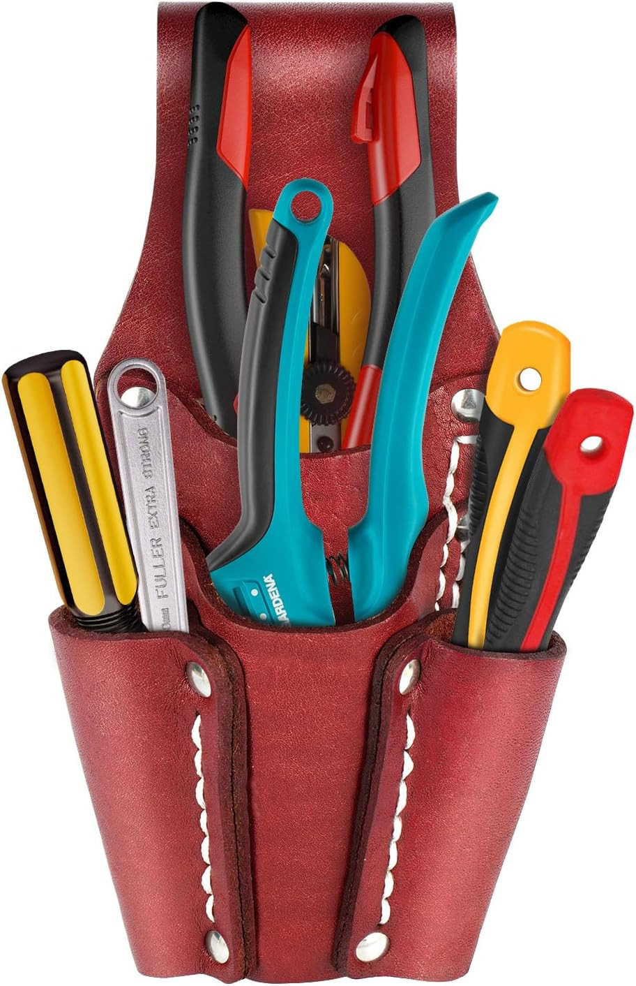 Leather Tool Pouch, Leather Electrician Tool Pouch with 4 Pockets, Heavy Duty…
