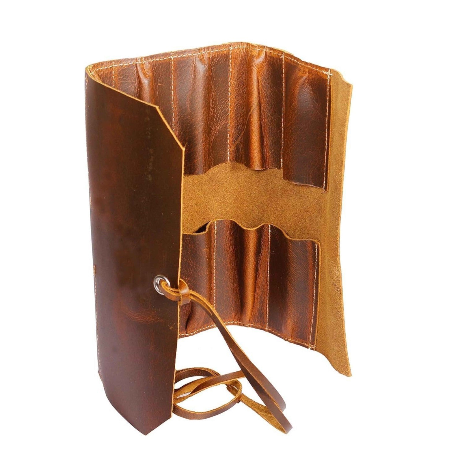Leather Tool Roll Pouch – Wrench & Chisel Organizer Bag for Craftsmen Tools
